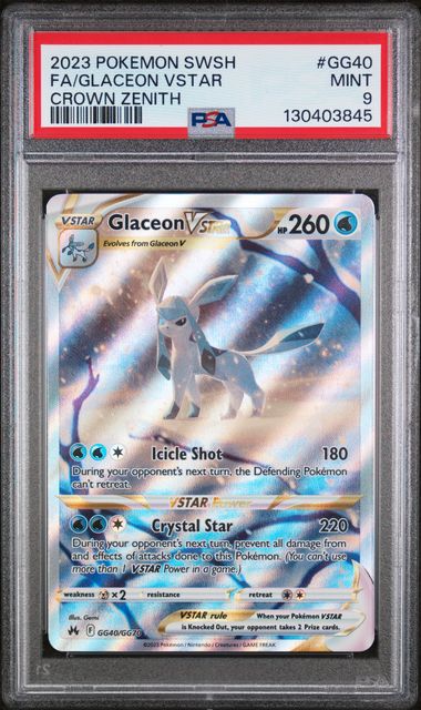 PSA 9 Pokémon TCG: 2023 Glaceon VSTAR GG40/GG70 SWSH: Crown Zenith Galarian Gallery