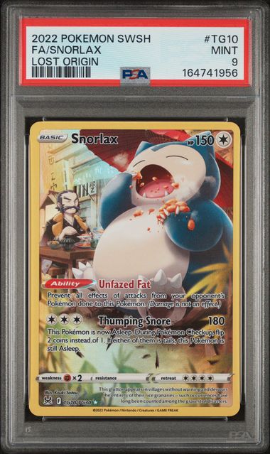 PSA 9 Pokémon TCG: 2022 Snorlax - TG10/TG30 - SWSH: Lost Origin Trainer Gallery