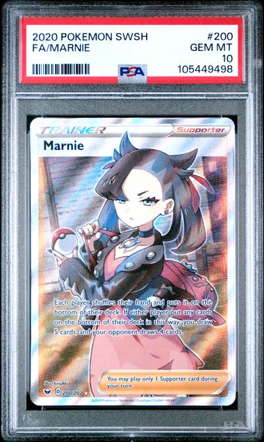 PSA 10 Pokémon TCG: 2020 Marnie 200/202 Sword & Shield Base Set