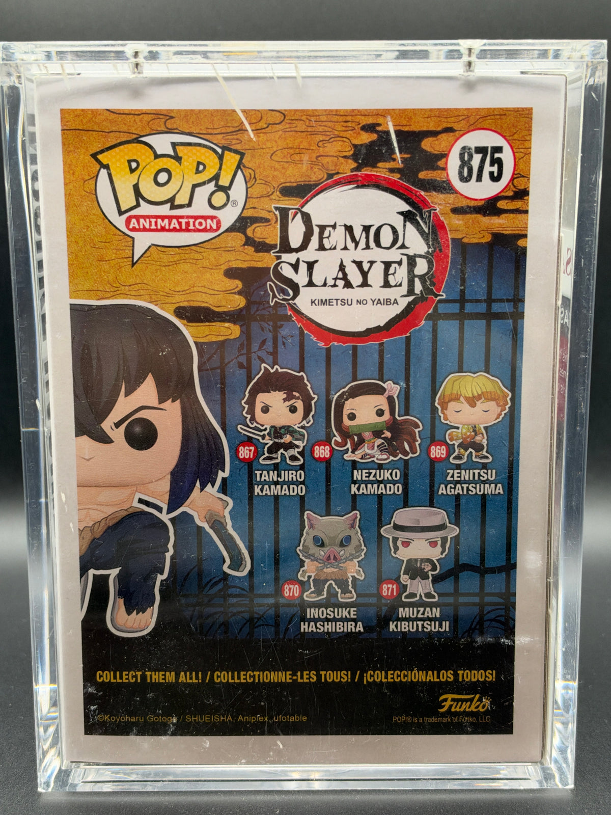 Funko PoP! Animation: Demon Slayer: Inosuke Hashibira - 875 - Signed with Quote Flocked Chase & Chalice Collection Exclusive