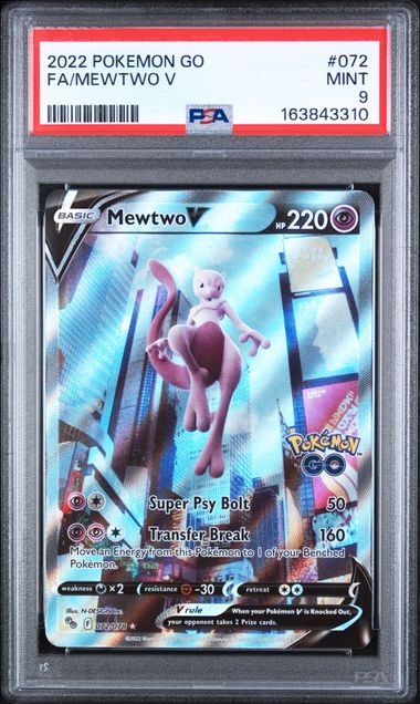 PSA 9 Pokémon TCG: 2022 - Mewtwo V - 072/078 - SWSH: Pokemon Go