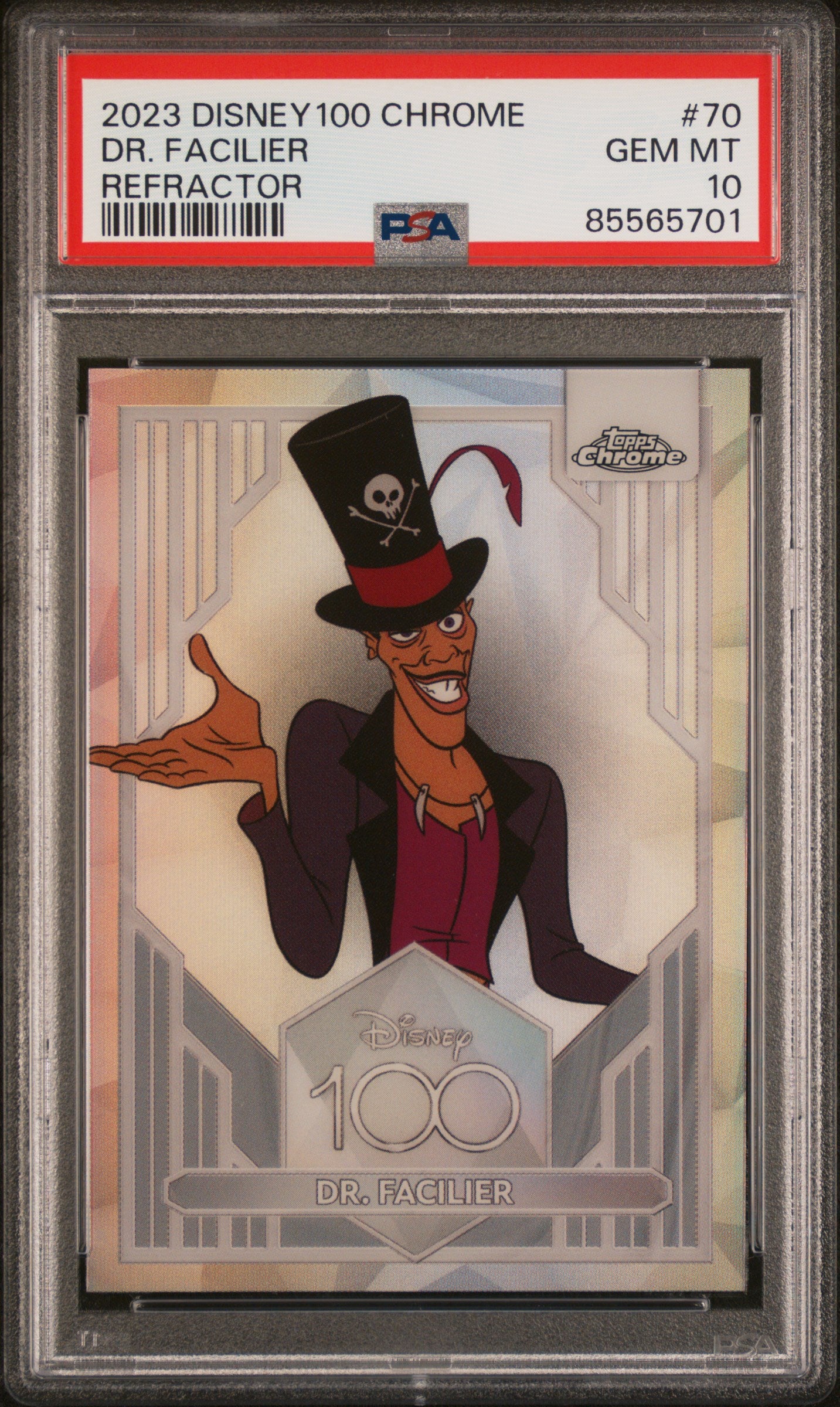 PSA 10 Topps Chrome: 2023 Disney 100 Chrome DR. Facilier Refractor