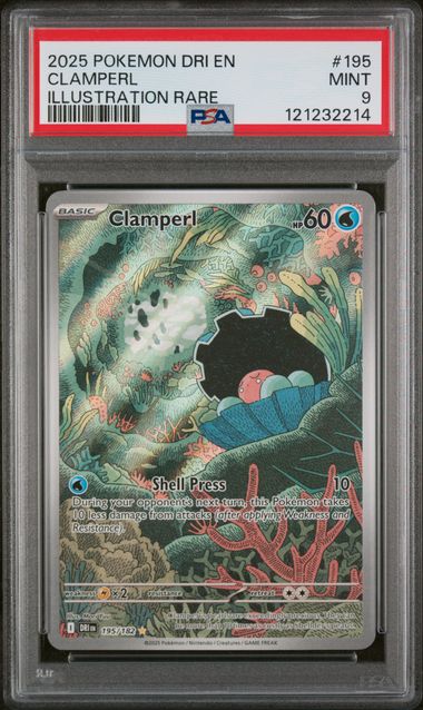 PSA 9 Pokémon TCG: 2025 Clamperl 195/182 SV: Destined Rivals