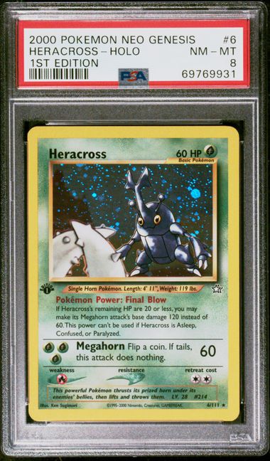 PSA 8 Pokémon TCG: 2000 Heracross 6/111  Neo Genesis 1st edition