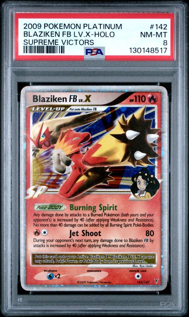 PSA 8 Pokémon TCG: 2009 Blaziken FB Lv.X 142/147 - Supreme Victors