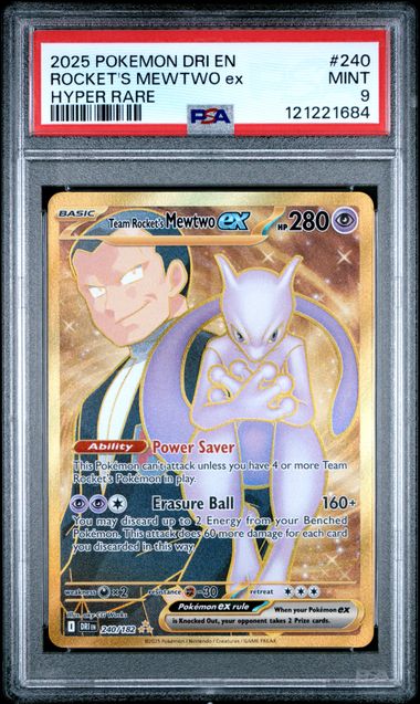 PSA 9 Pokémon TCG: 2025 Rocket Mewtwo ex Hyper Rare - Destine Rivals 240/182