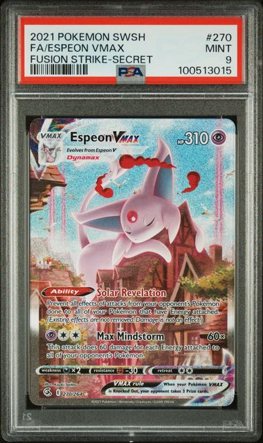 PSA 9 Pokémon TCG: 2021 Espeon Vmax 270/264 Fusion Strike Alt Art