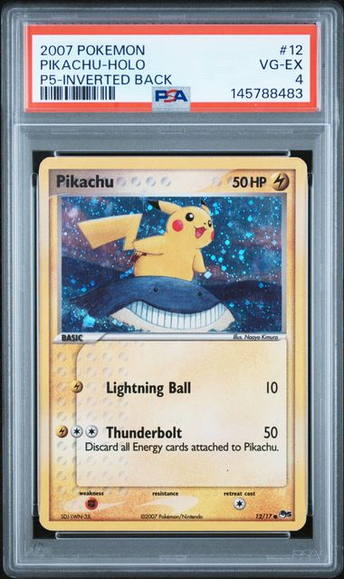 PSA 4 Pokémon TCG: 2007 Pikachu 12/17 Pop Series 5 Inverted Back Holo