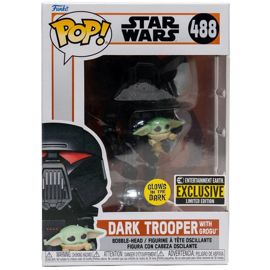 Funko PoP! Star Wars: Dark Trooper with Grogu 488 (Entertainment Earth Exclusive Limited Edition)(Glows in the Dark)