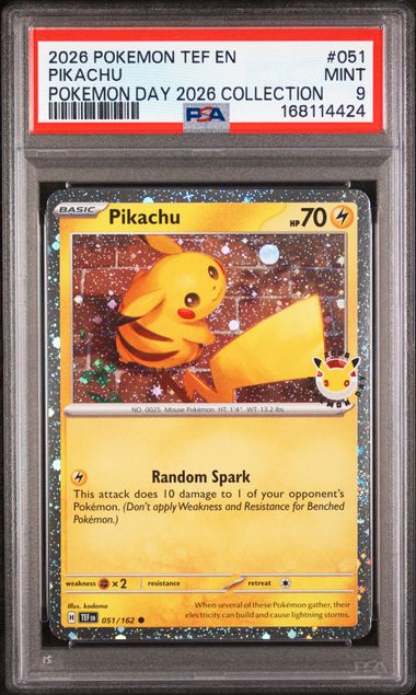 PSA 9 Pokémon TCG: 2026 Pikachu - 051/162 - 2026 Pokémon Day