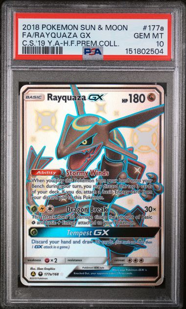 PSA 10 Pokémon TCG: 2018 Rayquaza GX - 177a/168 - SM: Alternate Art Promos