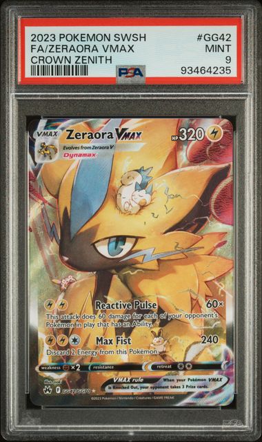 PSA 9 Pokémon TCG: Zeraora Vmax - GG42/GG70 - SWSH: Crown Zenith