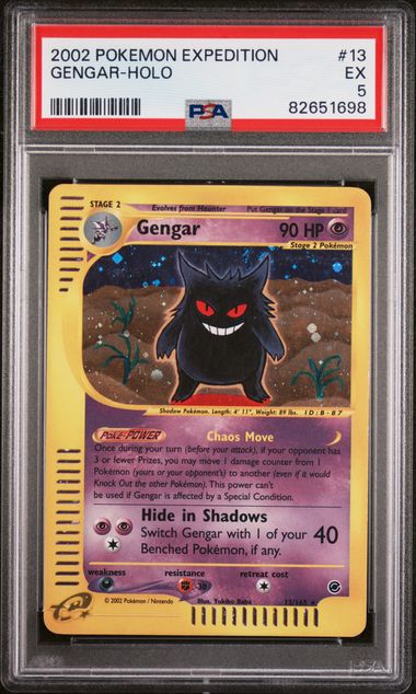 PSA 5 Pokemon TCG: 2002 Gengar 13/165 Expedition Holo