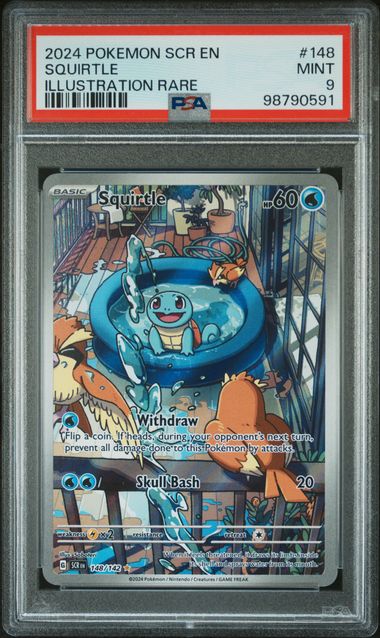 PSA 9 Pokémon TCG: 2024 Squirtle 148/142 SV: Stellar Crown Illustration Rare