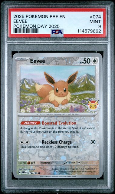 PSA 9 Pokémon TCG: 2025 Eevee - 074/131 - SV: Pokémon Day 2025 Promo