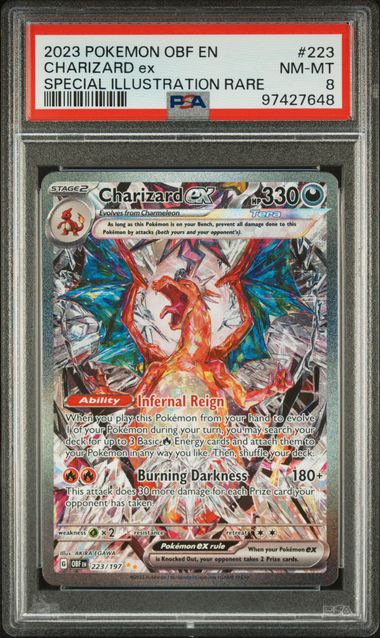 PSA 8 Pokémon TCG: 2023 Charizard ex 223/197 SV: Obsidian Flames