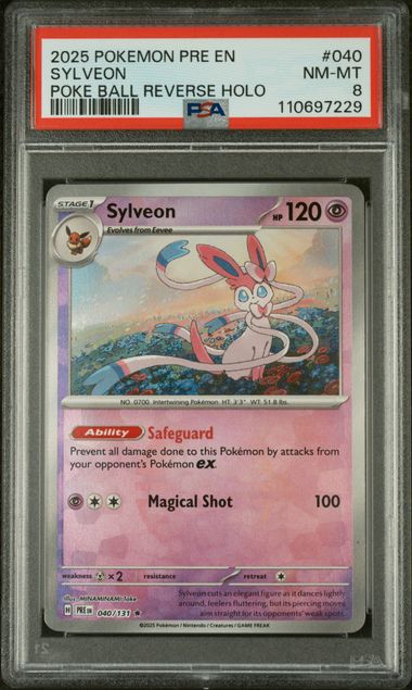 PSA 8 Pokémon TCG: 2025 Sylveon Poke Ball Holo - 040/131 - SV: Prismatic Evolutions