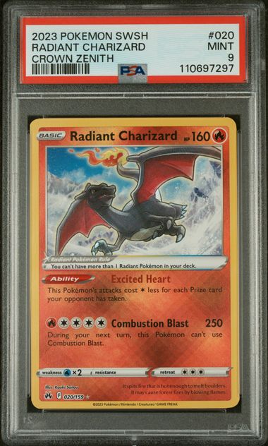 PSA 9 Pokémon TCG: 2023 Radiant Charizard - 020/159 - SWSH: Crown Zenith