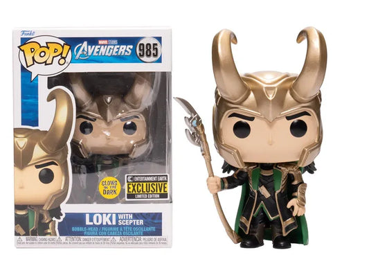 Funko PoP! Marvel: Loki with Scepter (The Avengers) 985 (Glow In the Dark)(Entertainment Earth Exclusive)