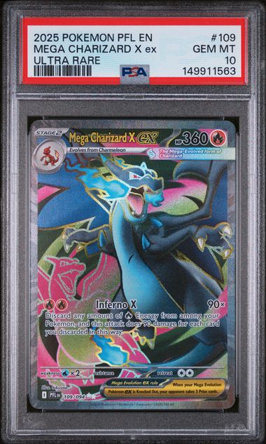 PSA  10 Pokemon TCG: 2025 Mega Charizard X 109/094 - Phantasmal Flames - Ultra Rare