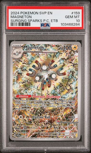 PSA 10 Pokemon TCG: 2024 Magneton # -159 - Surging Sparks Pokemon Center Stamp