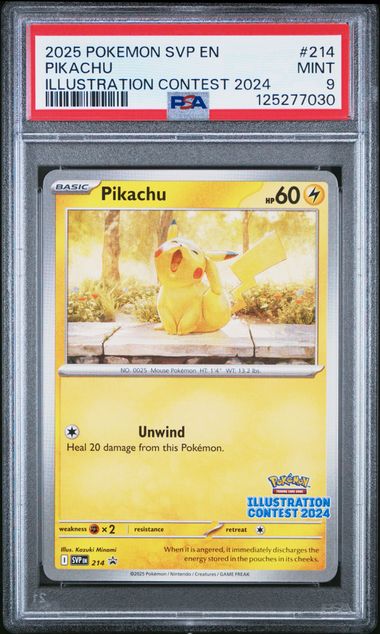 PSA 9 Pokémon TCG: Pikachu #214 Illustration Contest 2024