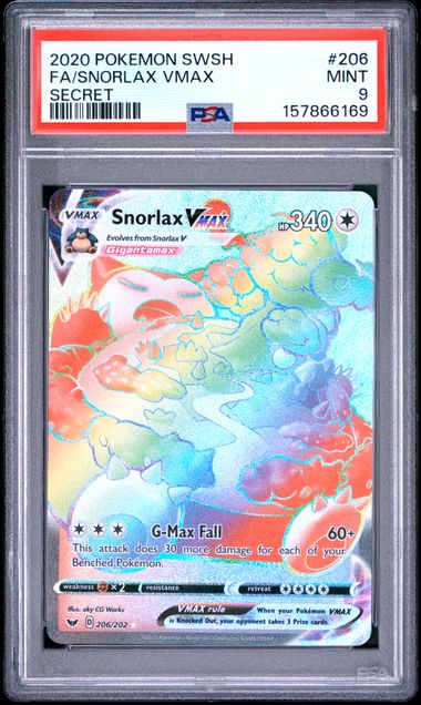 PSA 9 Pokemon TCG: 2020 Snorlax Vmax - 206/202 - SW&SH