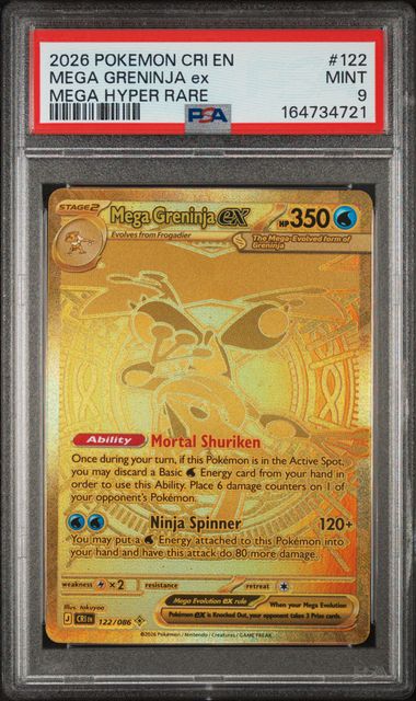 PSA 9 Pokémon TCG: 2026 Mega Greninja ex - 122/086 - ME04: Chaos Rising