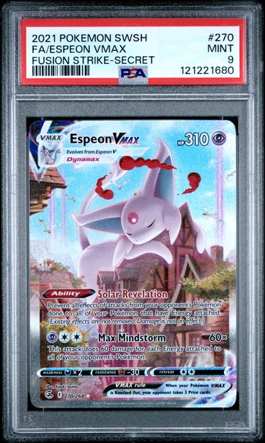 PSA 9 Pokémon TCG: 2021 Espeon Vmax 270/264 Fusion Strike Alt Art