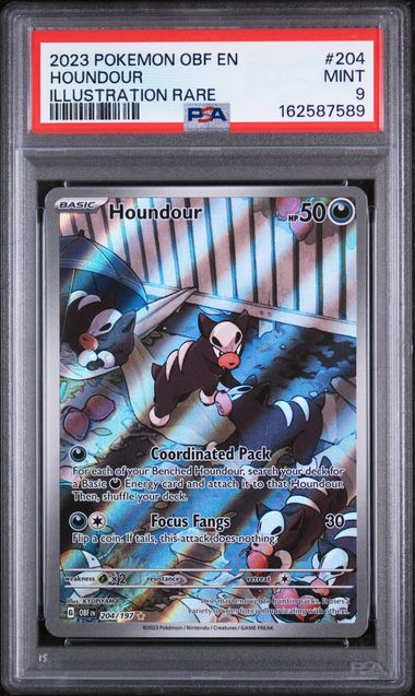 PSA 9 Pokémon TCG: 2023 Houndour 204/197 SV: Obsidian Flames