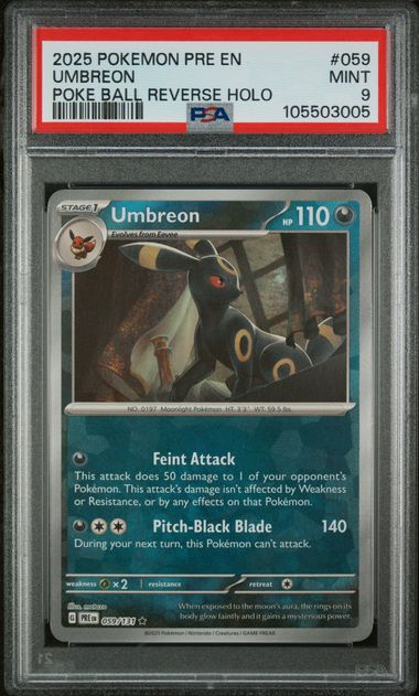 PSA 9 Pokémon TCG: 2024 Umbreon Poke Ball - 059/131 - SV: Prismatic Evolutions