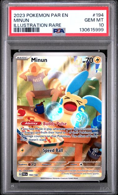 PSA 10 Pokémon TCG: 2023 Minun - 194/182 - SV: Paradox Rift