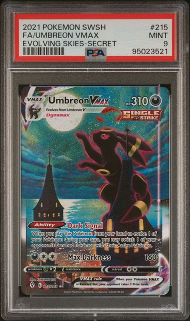 PSA 9 Pokémon TCG: 2021 Umbreon VMAX 215/203 Evolving Skies Alt Art Rare