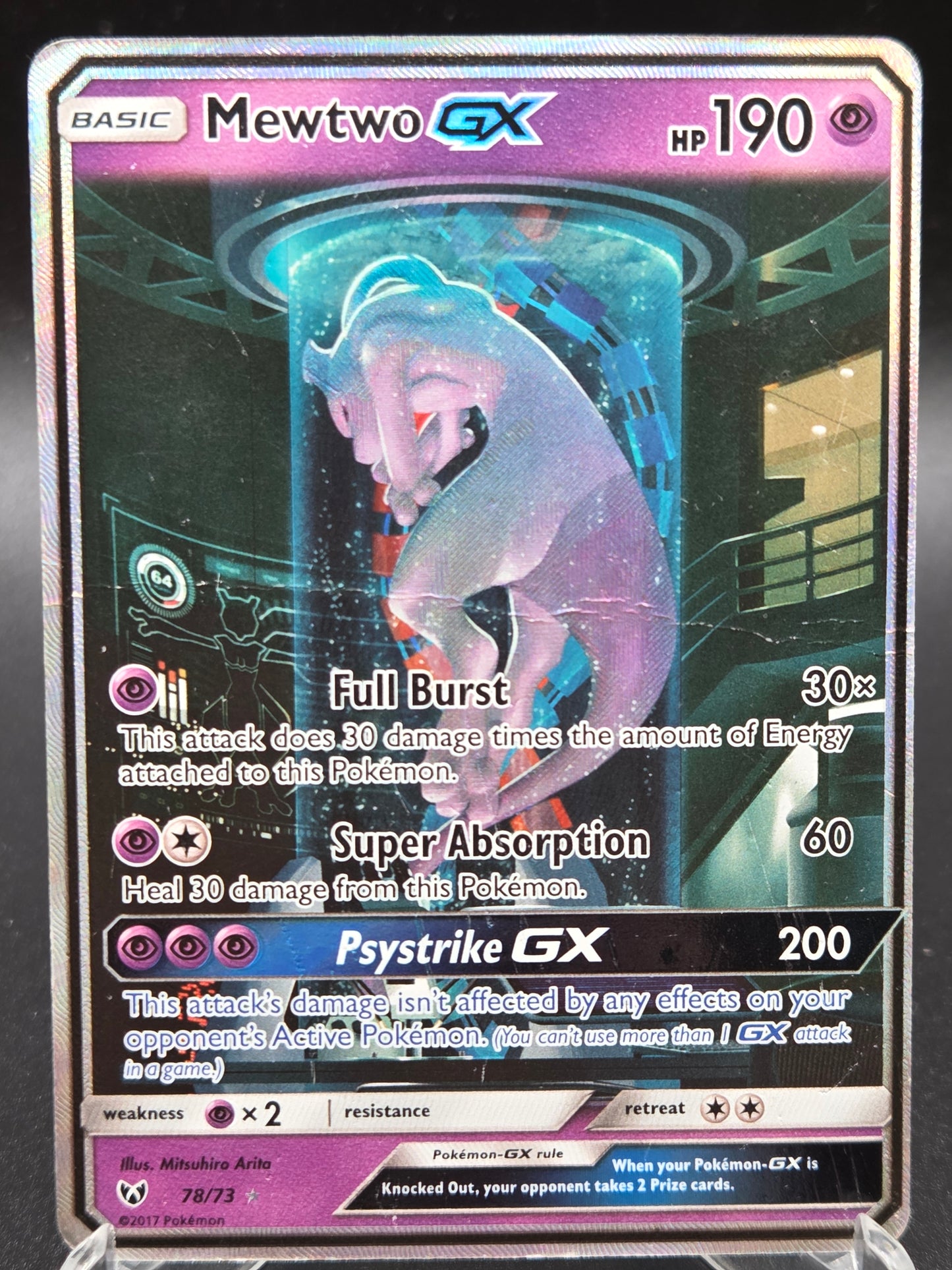 Pokémon TCG: 2017 Mewtwo GX (Secret Shining) - 78/73 - SM: Shining Legends (Damaged)