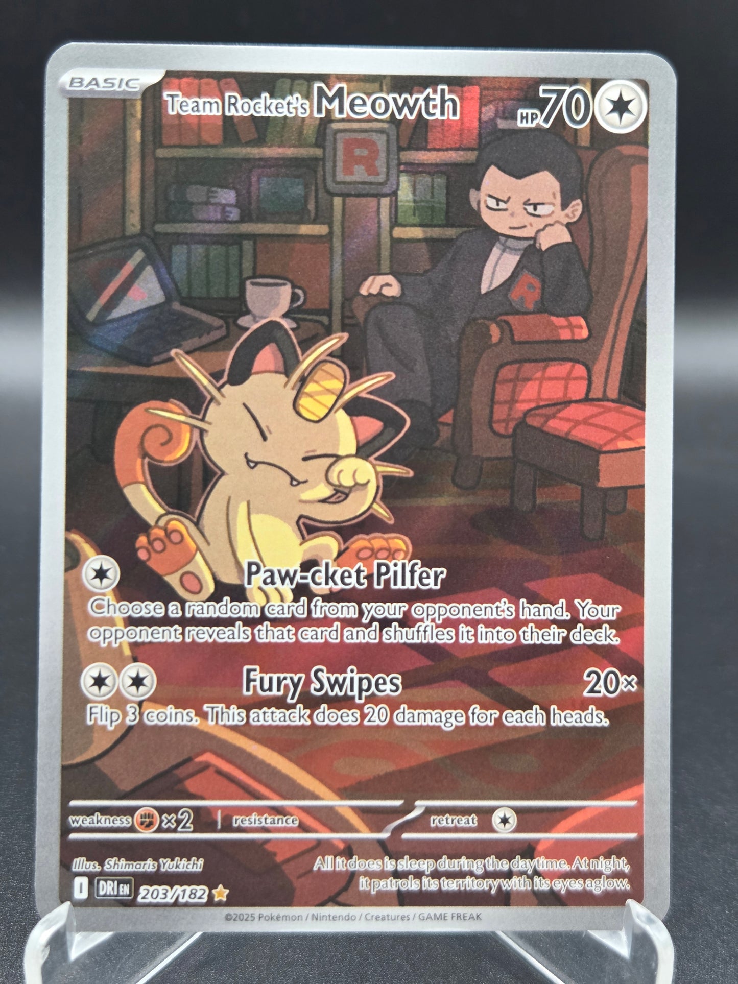 Pokémon TCG: 2025 Team Rocket's Meowth - 203/182 - SV: Destined Rivals