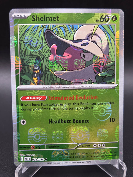 Pokémon TCG: 2025 Shelmet Master Ball Pattern - 008/086 - SV: White Flare