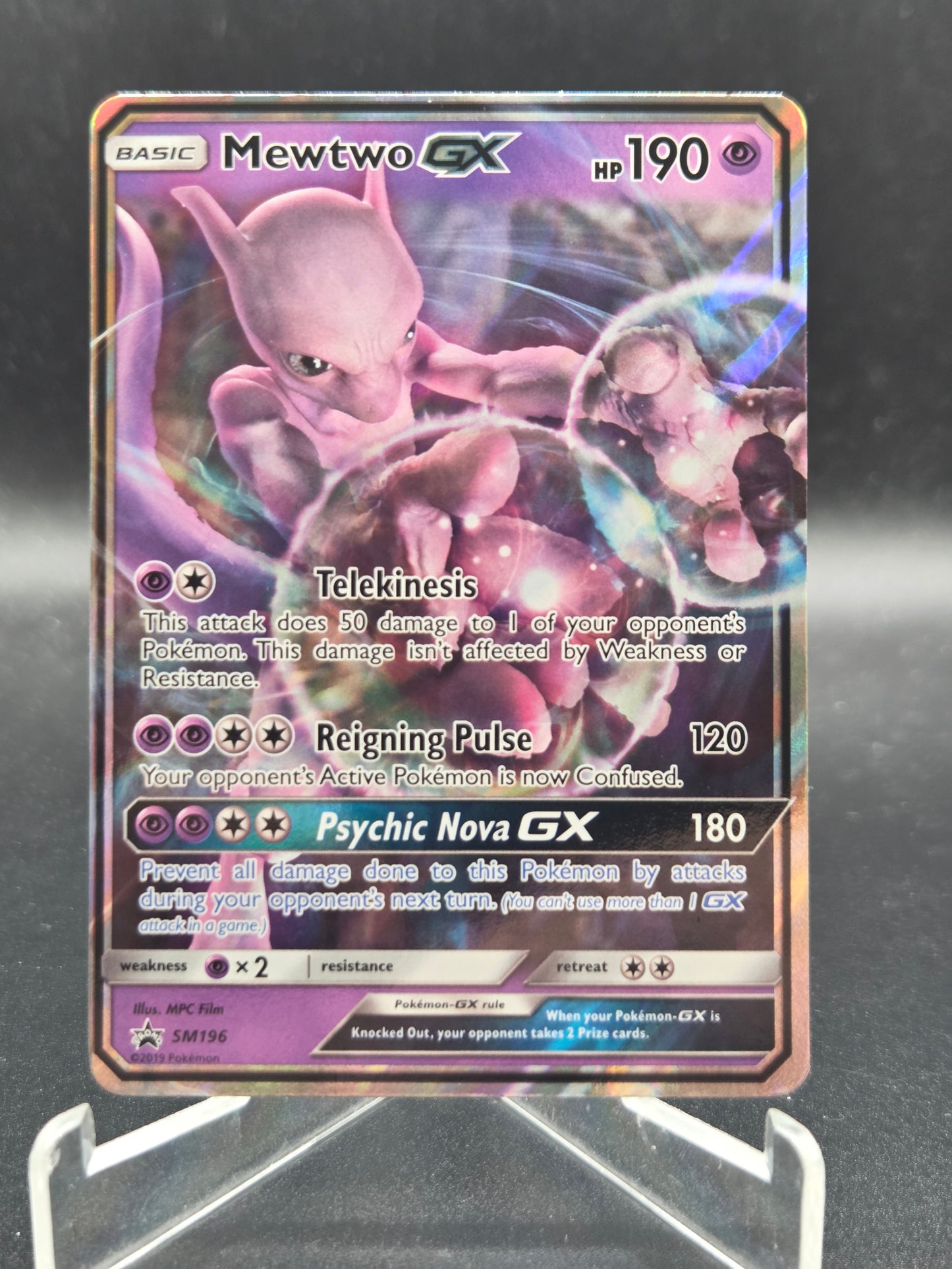 Pokemon TCG 2019 Mewtwo GX SM196 Sun & Moon Promo (Lightly Played)