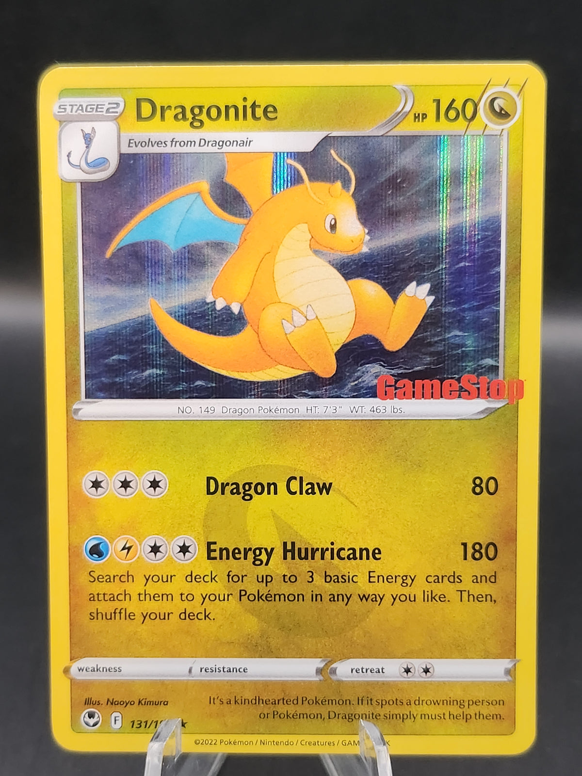 Pokémon TCG: 2022 Dragonite 131/195 Silver Tempest GameStop Stamped