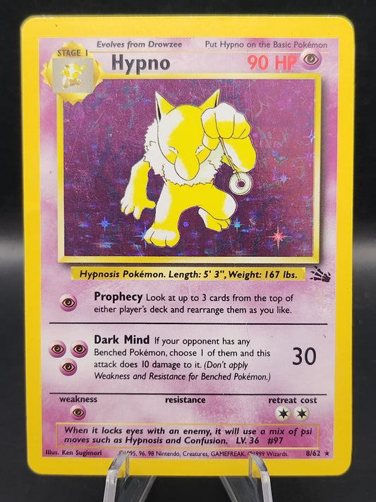 Pokémon TCG: 1999 Hypno 8/62 Fossil Holo (Damaged)