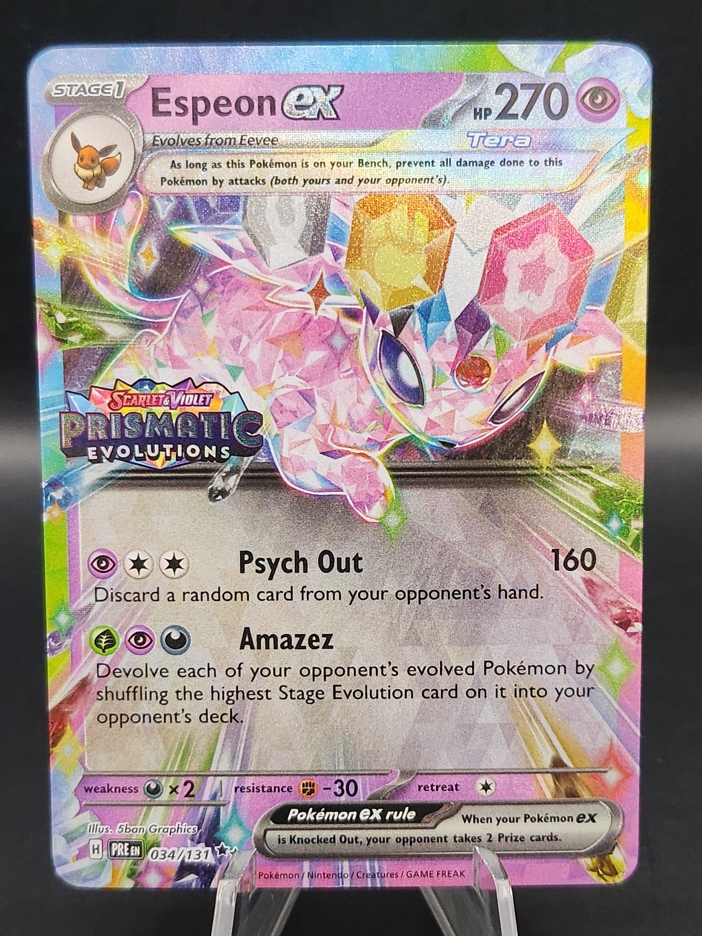 Pokémon TCG: 2025 Espeon ex 034/131 SV: Prismatic Evolutions Stamped