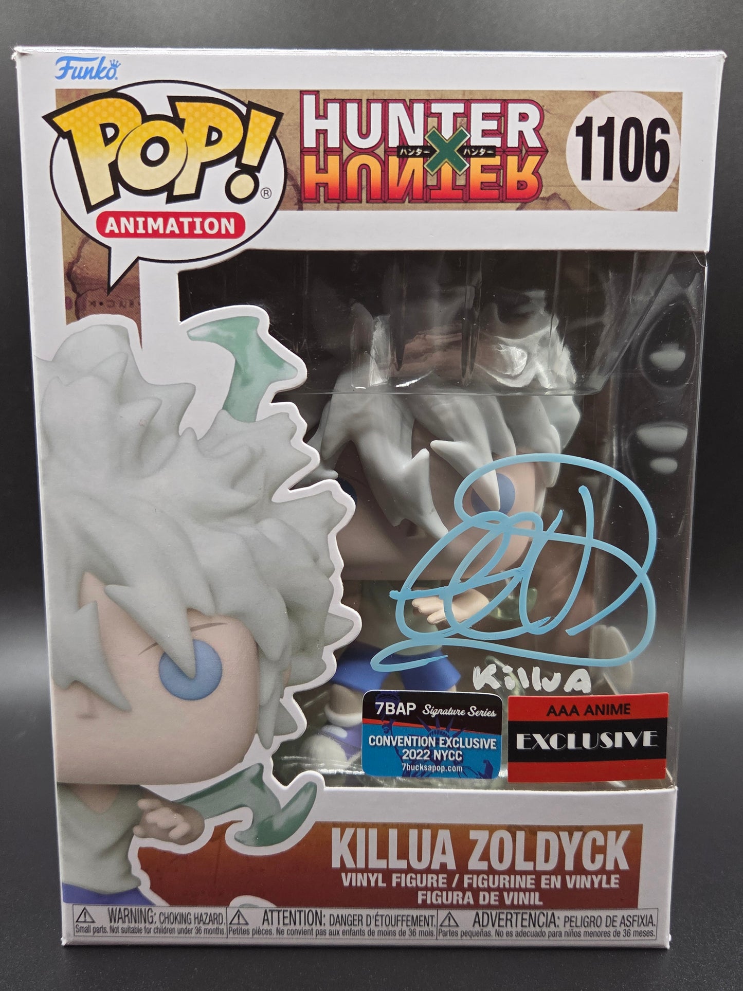 Auto Funko PoP! Anime: Hunter x Hunter - Killua Zoldyck 1106 (AAA Anime Exclusive) (7BAP Signature Series 2022 NYCC Exclusive))