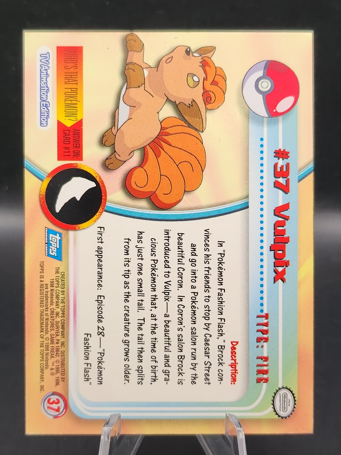 Pokémon TCG: 1999 Vulpix #37 Topps Pokémon TV Series