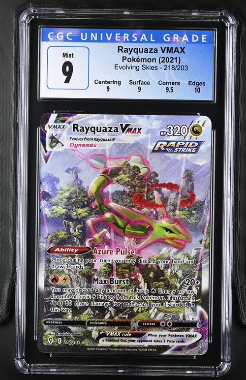 CGC 9 Pokémon TCG: 2021 Rayquaza VMAX 218/203 Evolving Skies Alt Art