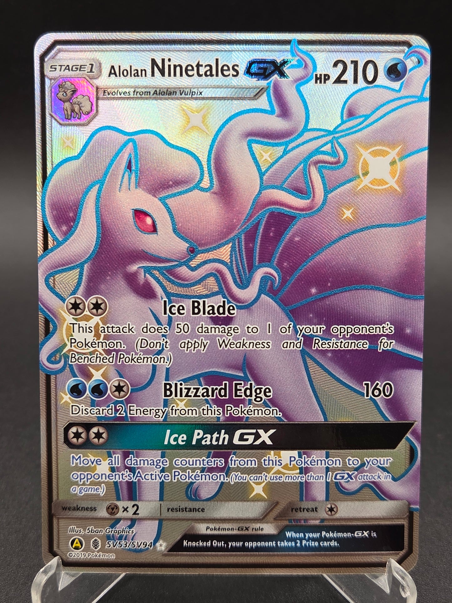 Pokémon TCG: 2019 Alolan Ninetales GX - SV53/SV94 - SM: Hidden Fates Shiny Vault