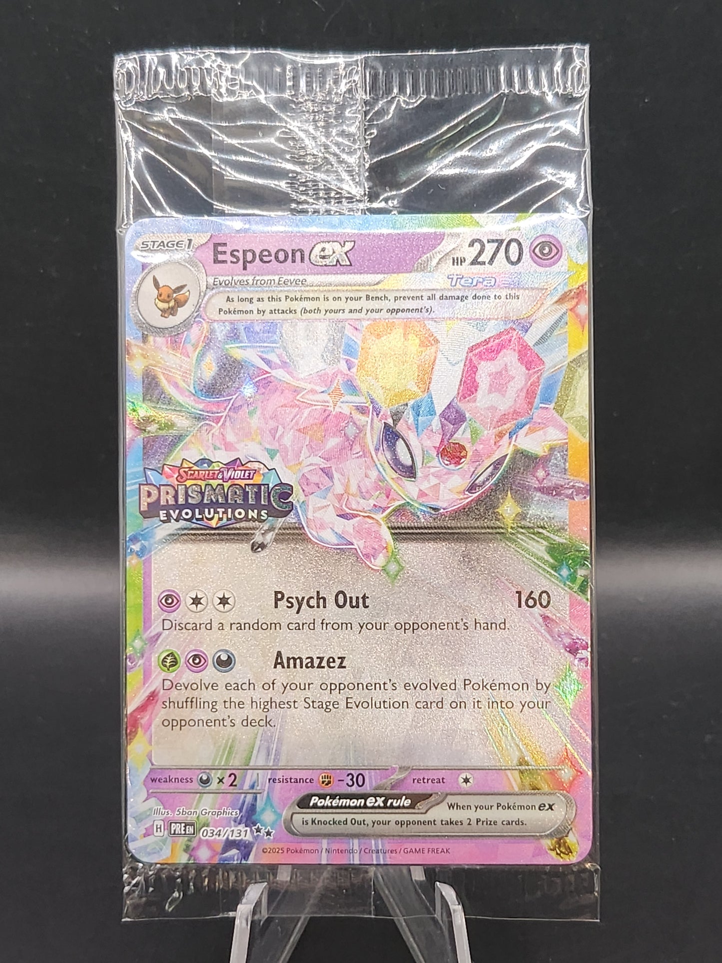 Pokémon TCG: 2025 Espeon ex 034/131 SV: Prismatic Evolutions Stamped Sealed