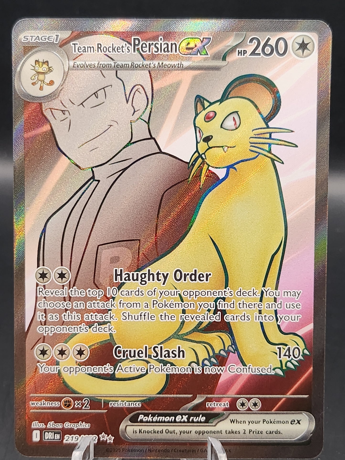 Pokémon TCG: 2025 Team Rocket's Persian ex 219/182 SV: Destined Rivals