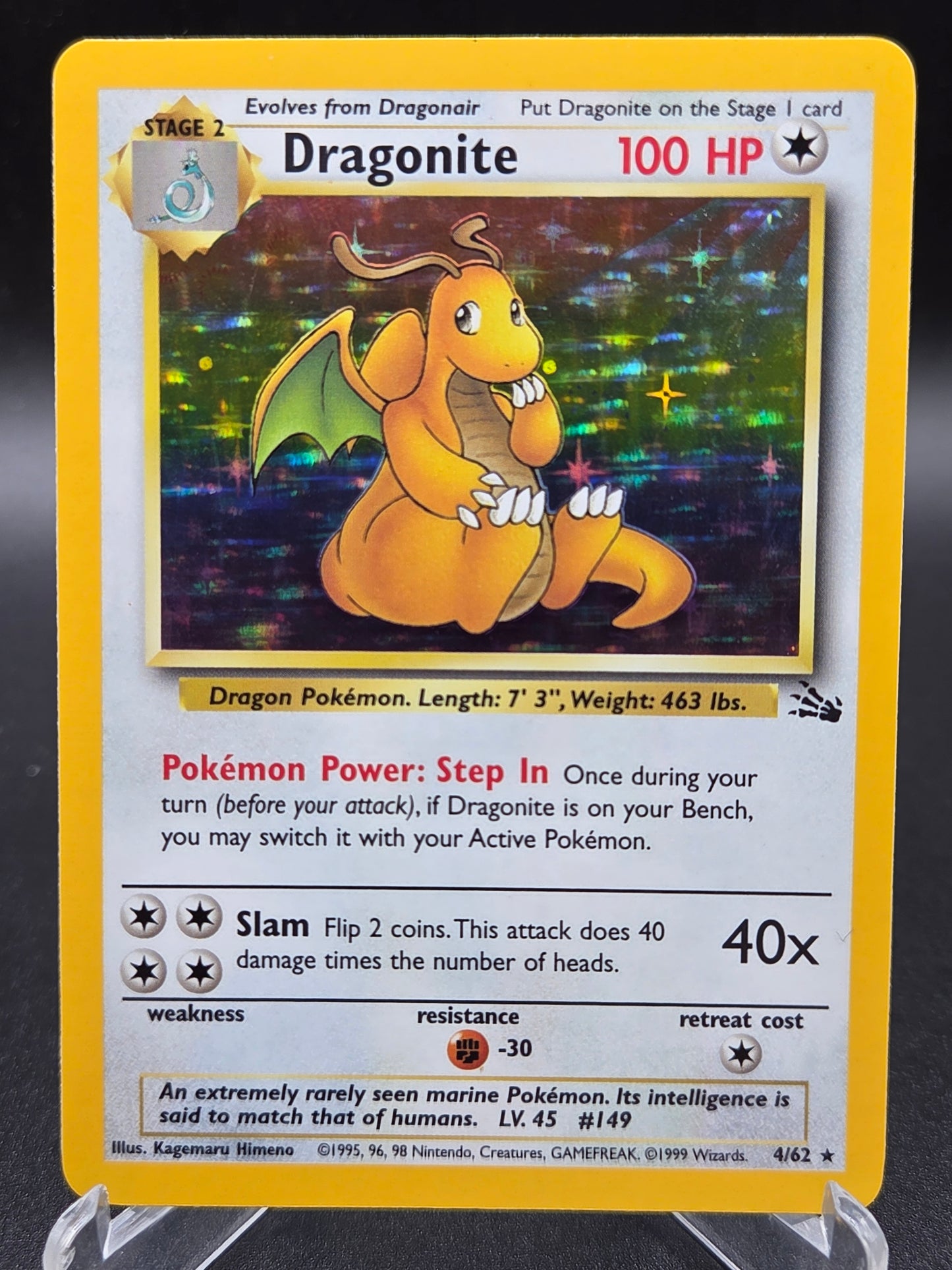 Pokémon TCG: 1999 Dragonite - 4/62 - Fossil Unlimited Holo