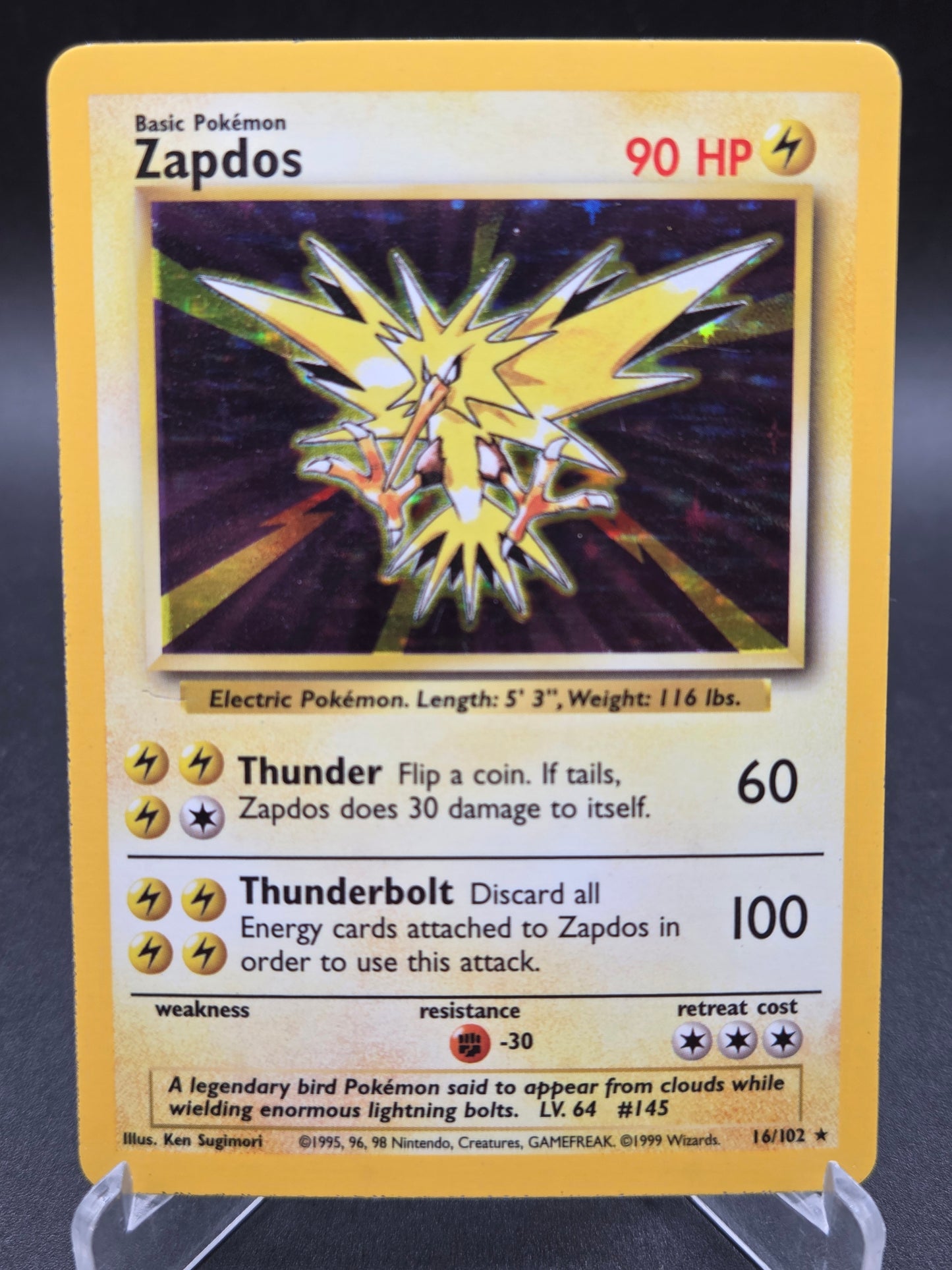 Pokémon TCG: 1999 - Zapdos - 16/102 - Base Set Holo