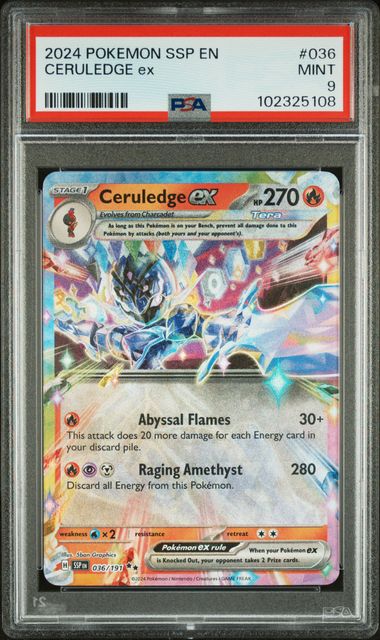 PSA 9 Pokémon TCG: 2024 Ceruledge ex 036/191 SV: Surging Sparks