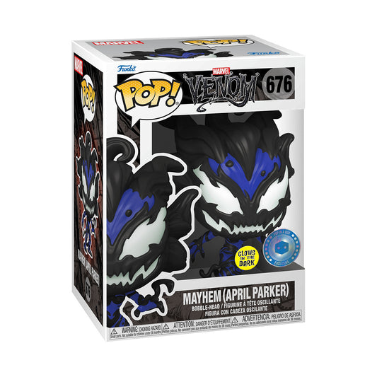 Funko PoP! Marvel: Mayhem (April Parker)(Venom) 679 (Pop in the Box Exclusive & Glows in the Dark)